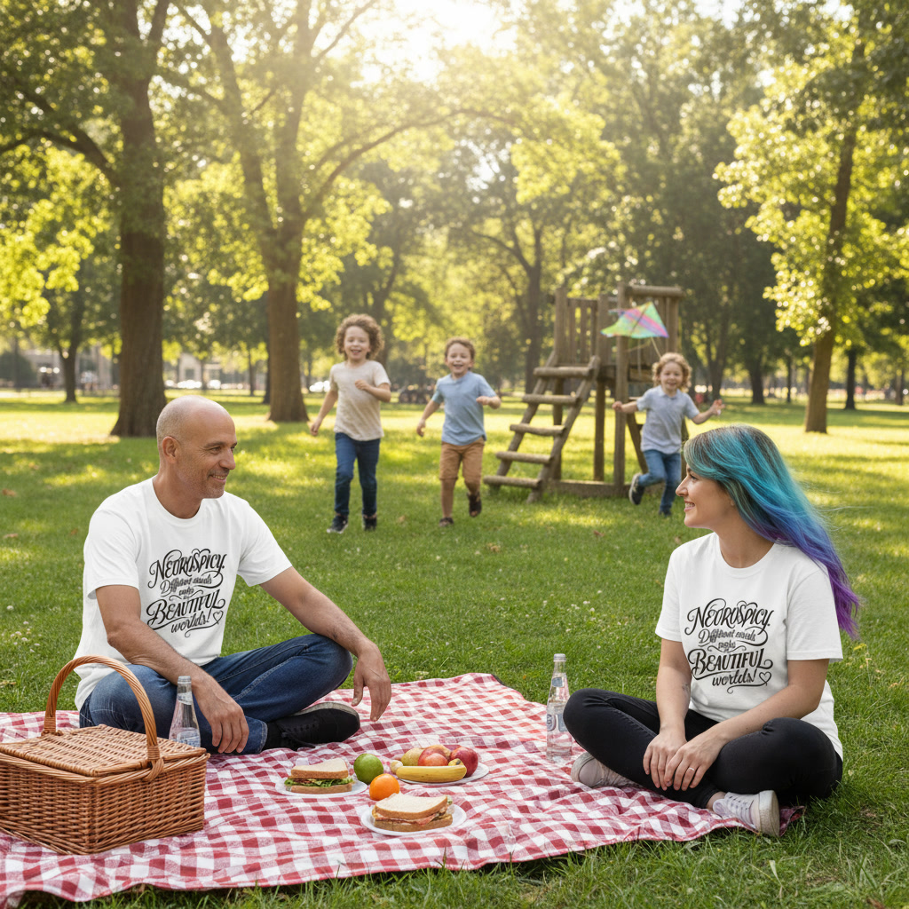 Neurospicy Different Minds Make Beautiful Worlds white T-shirt